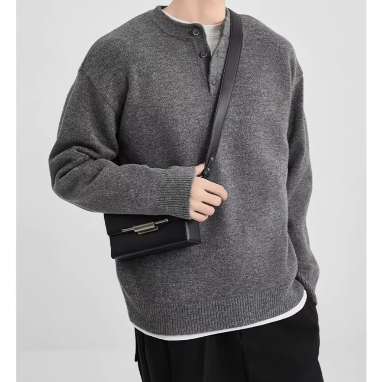 シャツカラー 長袖ニット af0396