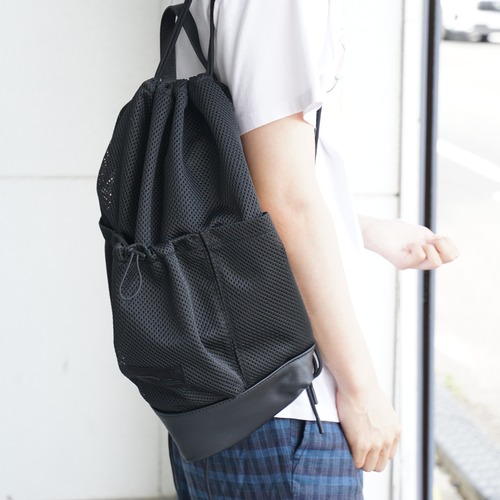 【ADAMPATEK/アダムパテック】Leather mesh drawstring bag メッシュ巾着バッグ