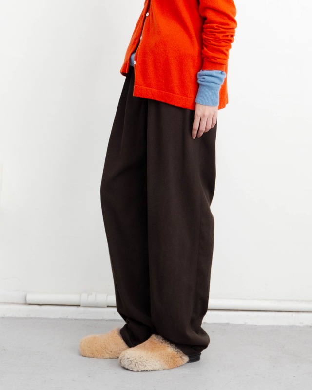 1980-90s tucked wide-leg wool trousers