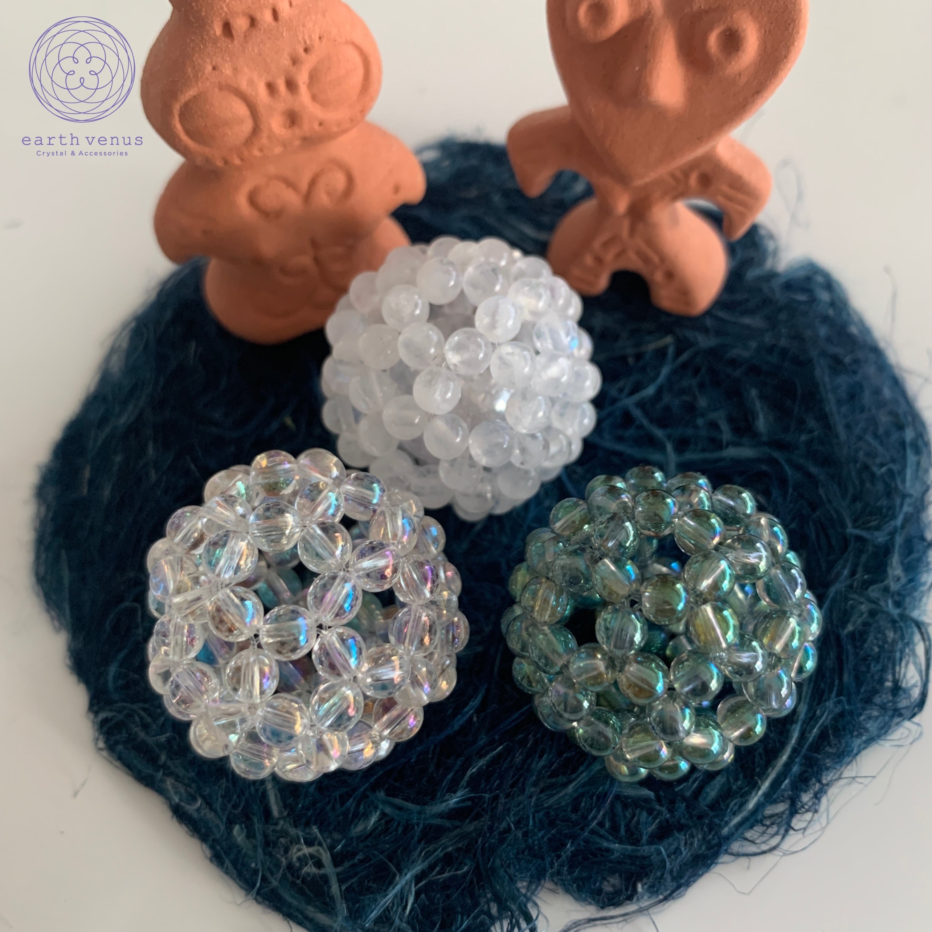 サンキャッチャー ☆バッキーボール【精麻・水晶・その他】ブルー