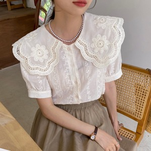 刺繍レースカラーブラウス　A2060