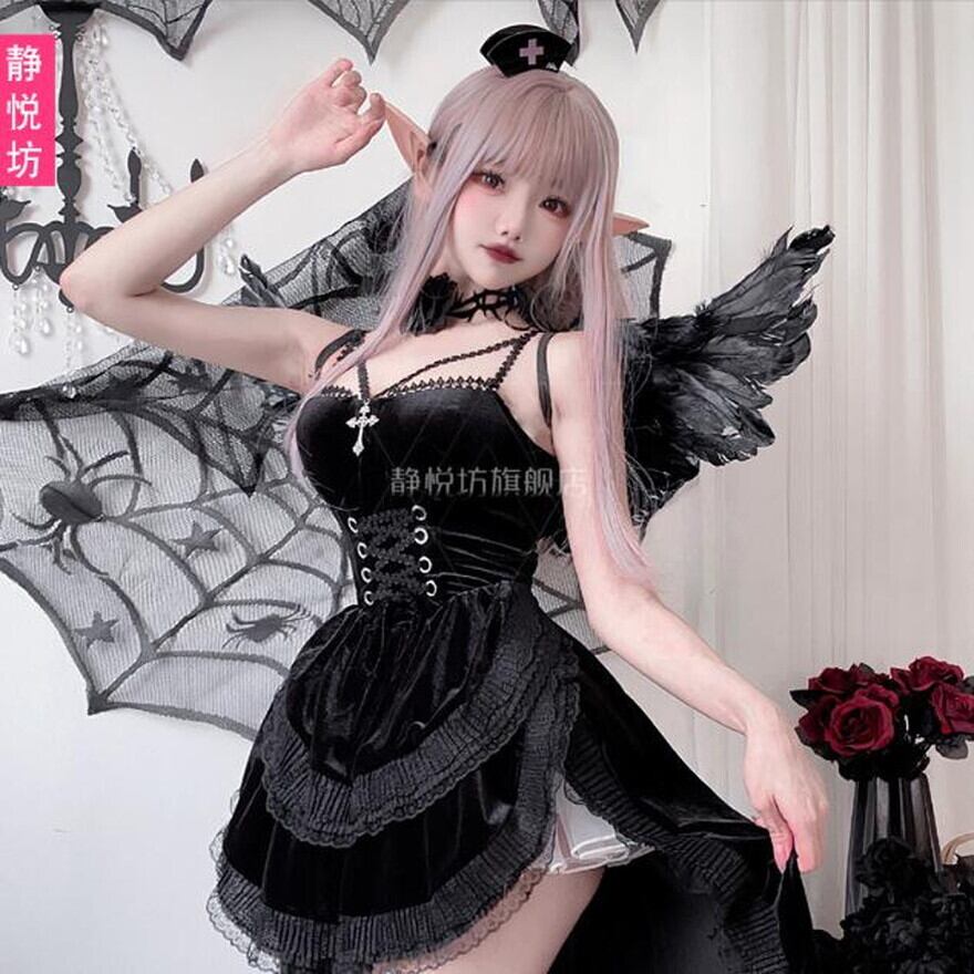 コスプレ ブランド 静悦坊 2点セットブラック バンパイア 吸血鬼