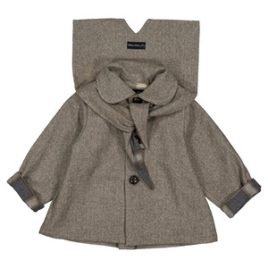 【予約/送料無料】18m-4y / Coat VOLTAIRE- wool chevron stone / Maison Marelle