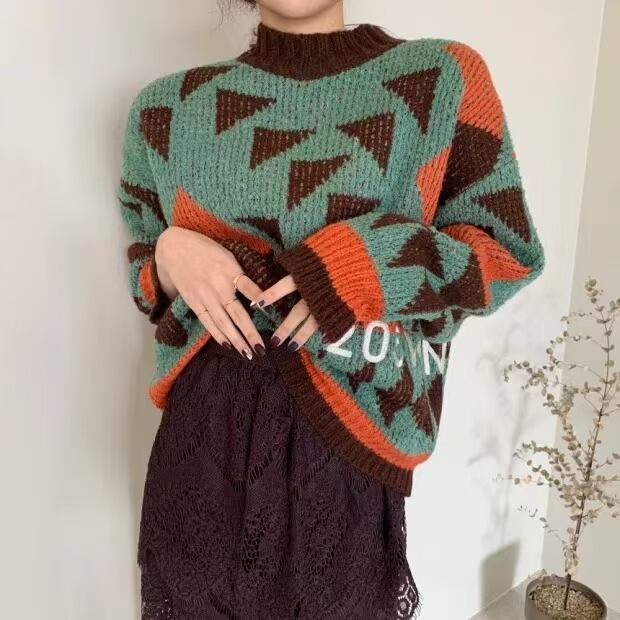 ボトルネック　柄ニット　AJ1079-8052　