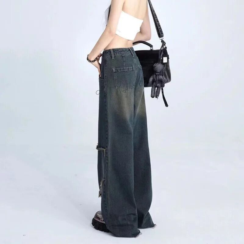 Y2K グランジ パッチワークパンツ ストリート オーバーサイズ w38 スターパッチジーンズ女性 Y2K グランジユーズド加工パッチワー