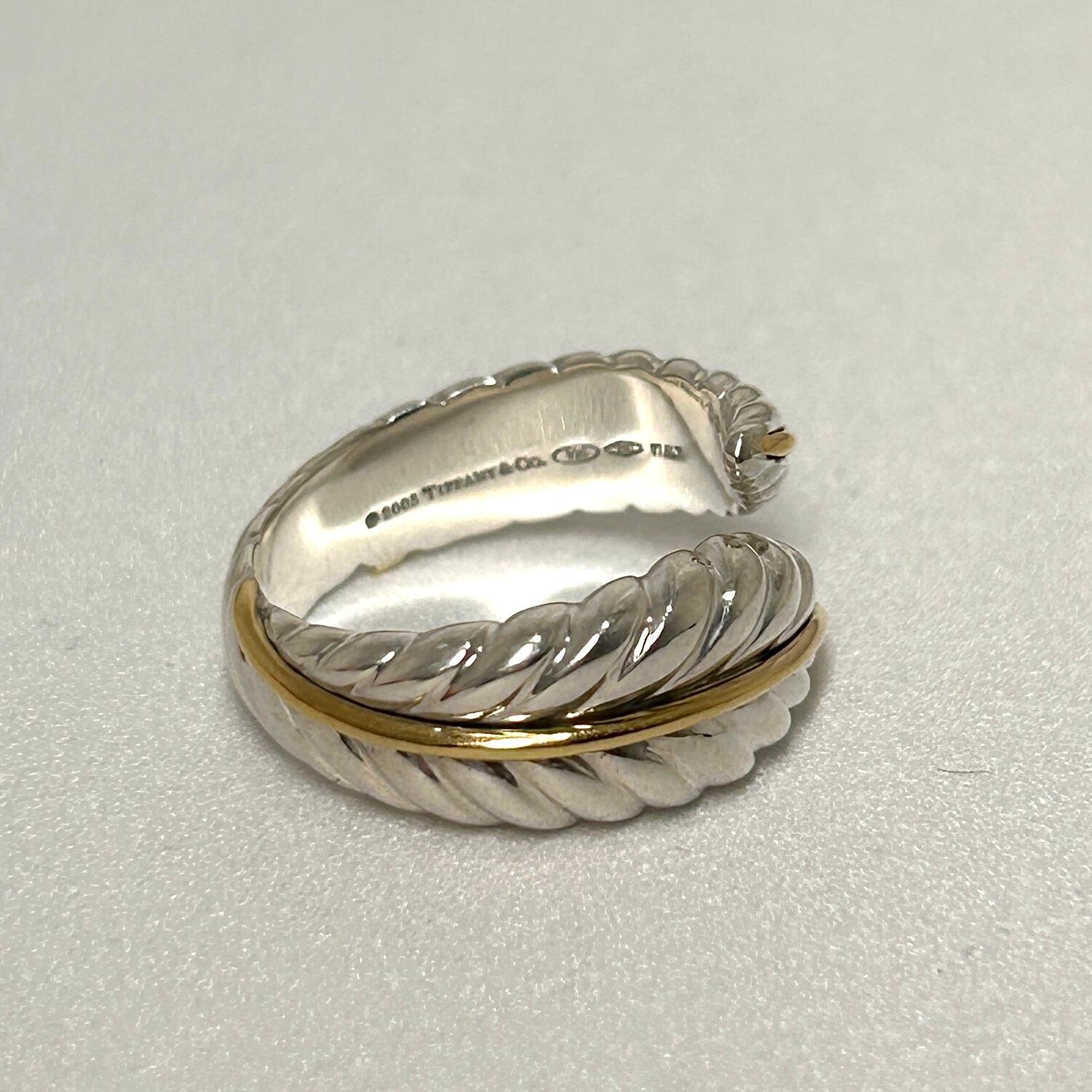 Tiffany&Co. 約10号 フェザーリーフ コンビ リング シルバー925 K18  