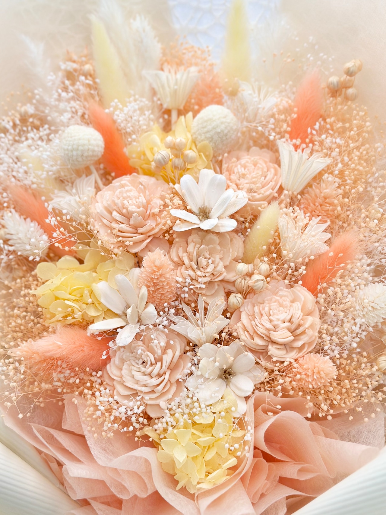 ドライフラワー花束(杏色) □Lサイズ 【定番商品】 画像4