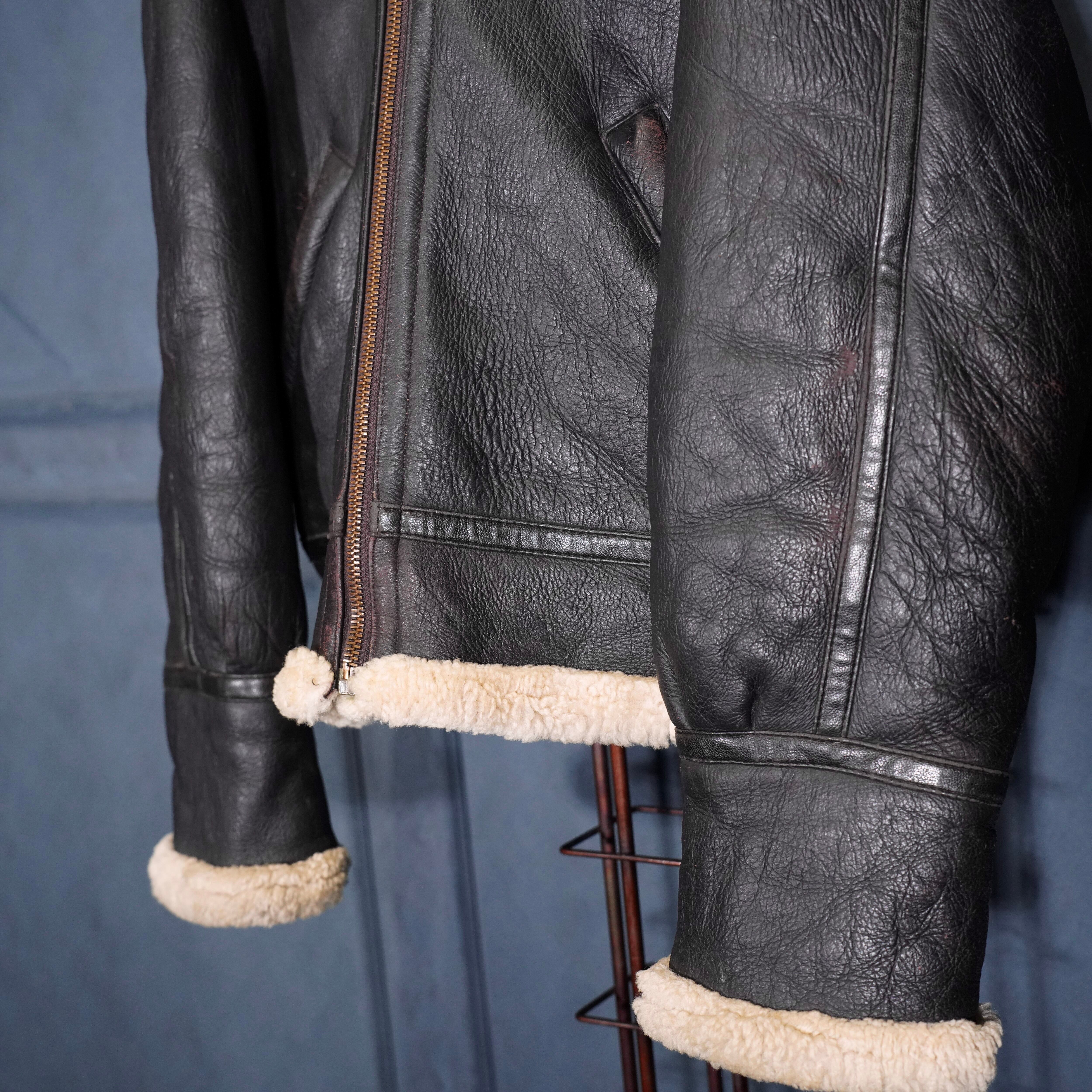 us eu vintage樣専用 EU VINTAGE B-3 TYPE MOUTON LEATHER ZIP UP HOODIE BLOUSON