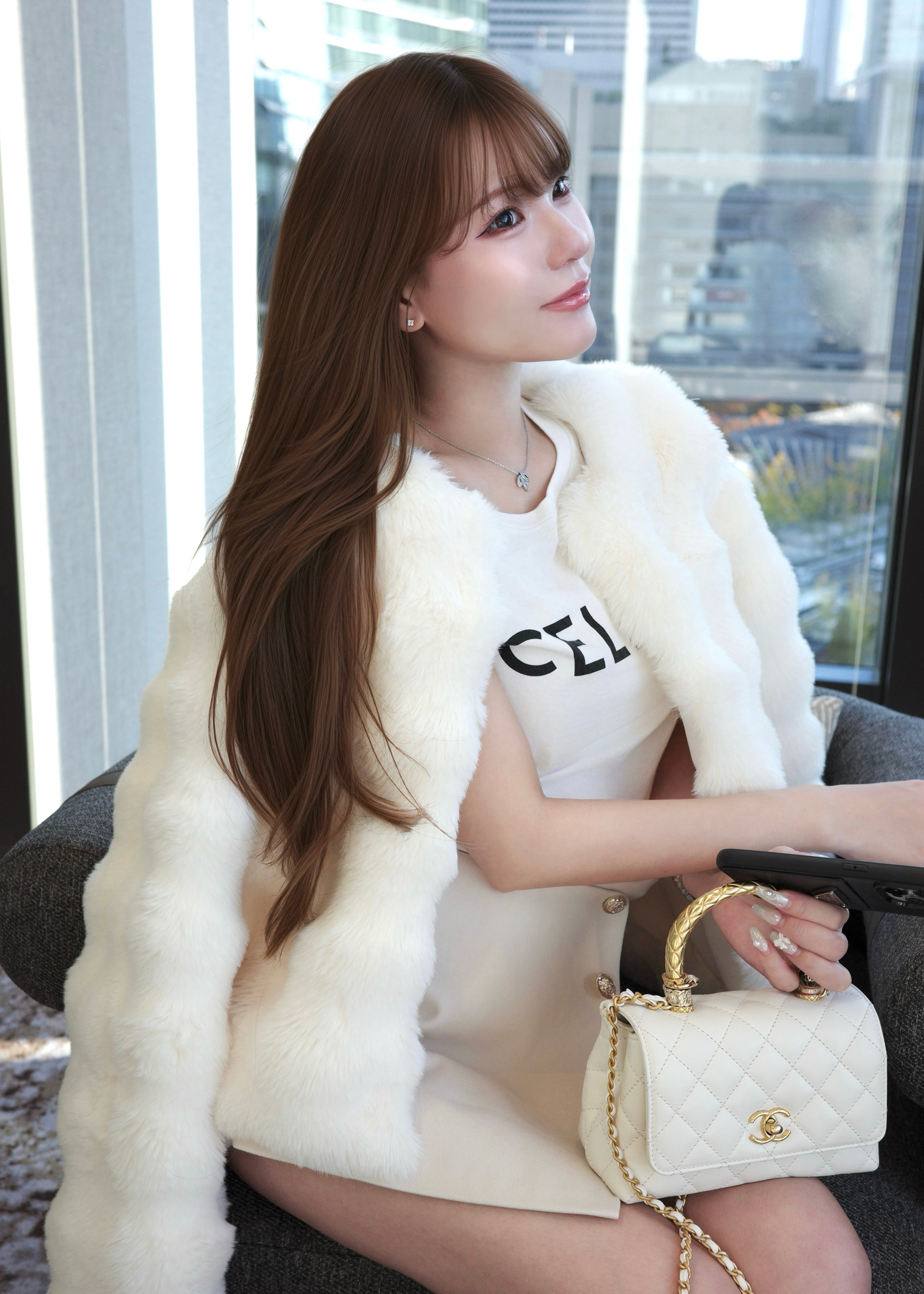 フェイクファーコート【WHITE】