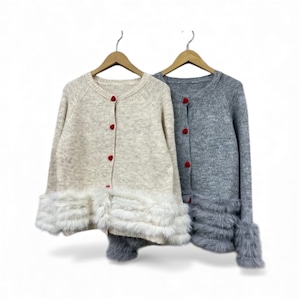 ハートボタンふわもこカーディガン