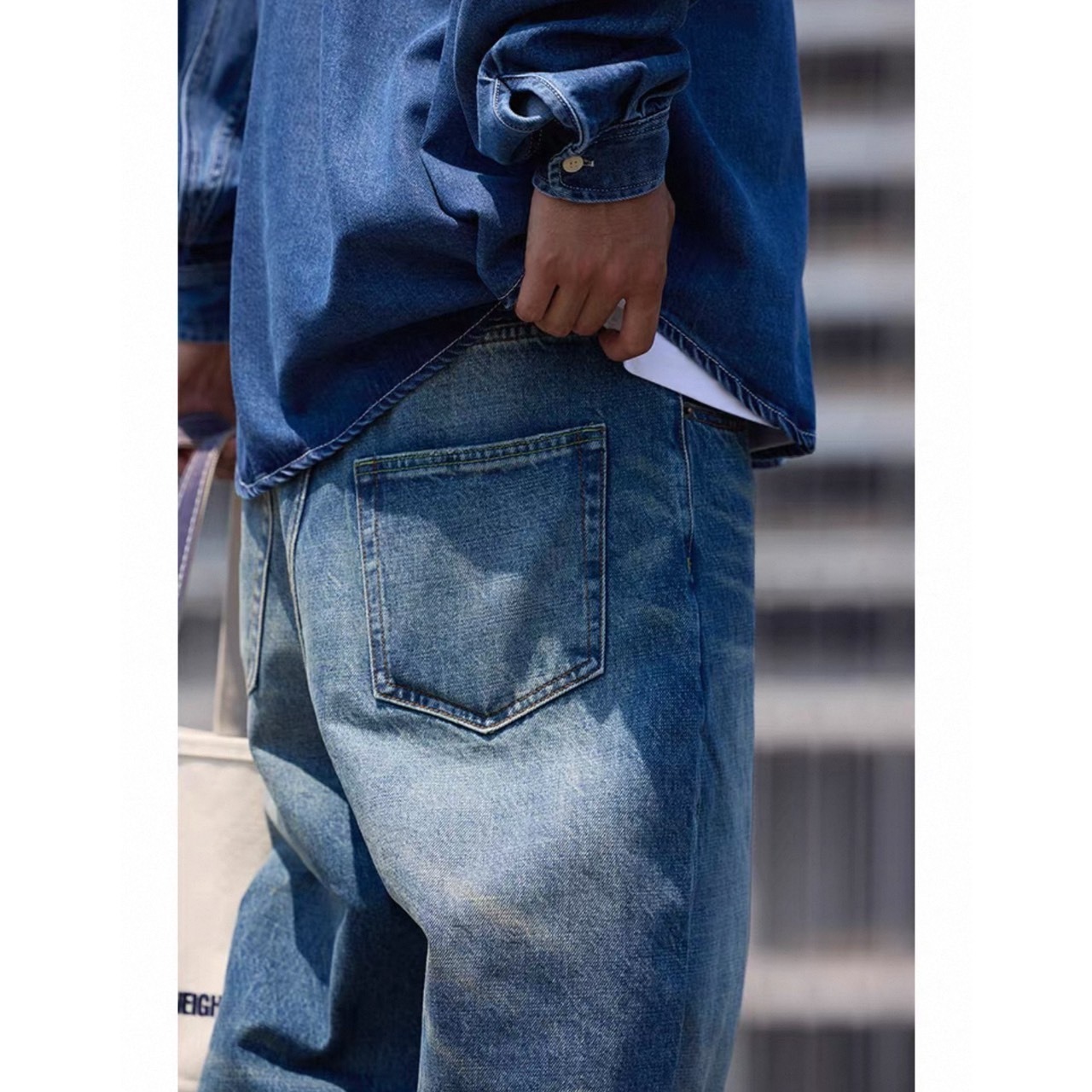 Wide straight vintage denim pants 1055 - 6