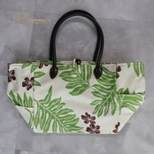 フラダンス 小物 バッグ ホワイト系 マウナロア モンステラ柄 プルメリア柄 ハワイアンプリント アロハ フラ ダンス レッスン 練習 花柄 トートバッグ Maunaloa ブラウン系 グリーン系 白 茶 黄緑 かわいい おしゃれ 華やか バッグ トート ハワイアン トロピカル カジュアル デザイン 可愛い