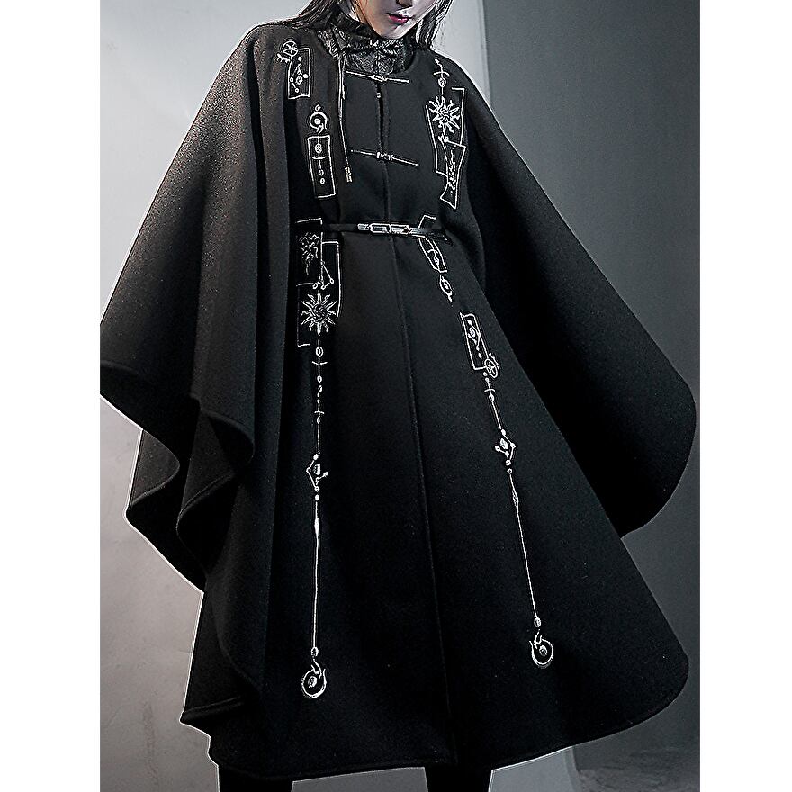 新品 タグ付き 蝶舞秋園 ケープ マント ネイビー 黒 チャイナ 和 ゴスロリ 新品 タグ付き 蝶舞秋園 ケープ マント ネイビー 黒 チャイナ 和