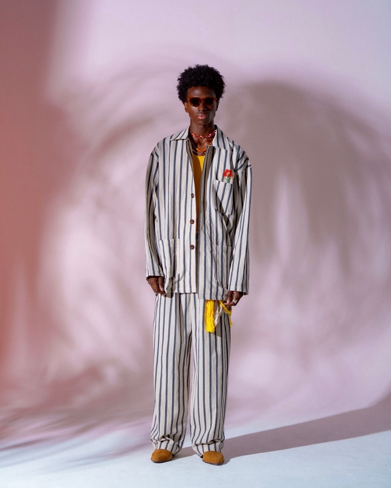 【3月下旬】チャコール | リネンバケーションストライプジャケット