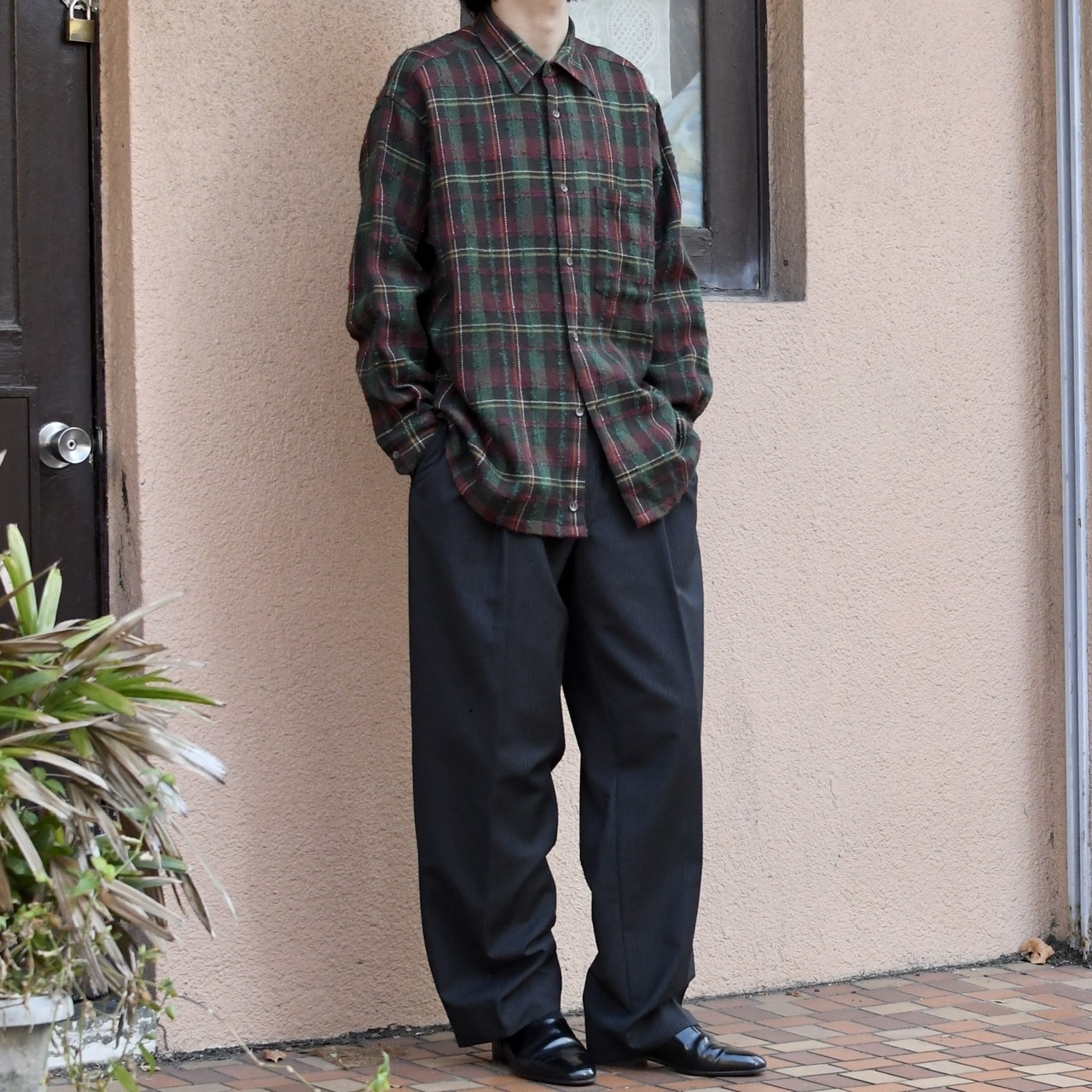 nep design tweed check shirt