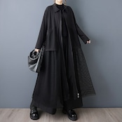 メッシュ 切替 ロングコート  00320