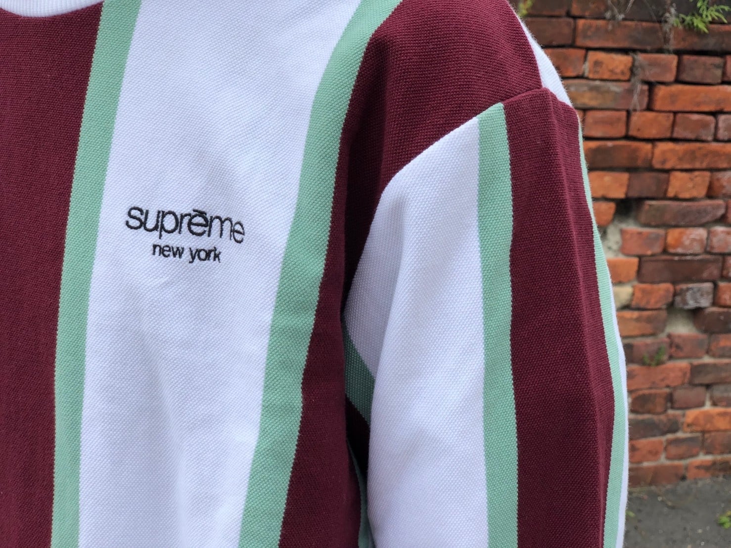 Supreme VERTICAL STRIPED PIQUE CREWNECK LARGE 60JE6003 | BRAND  