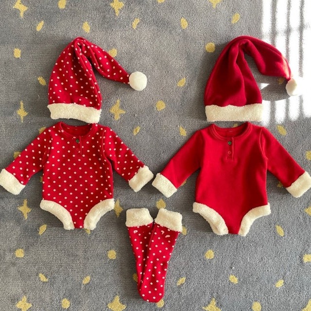 【BABY】クリスマスドットロンパース
