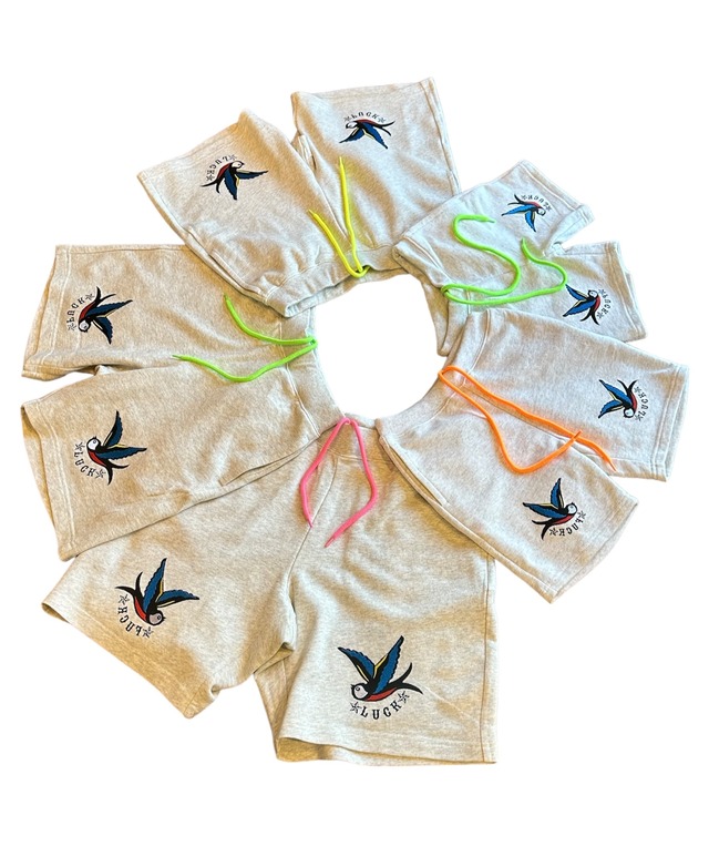 Embroidery Swallow Tattoo Sweat Shorts for KIDS