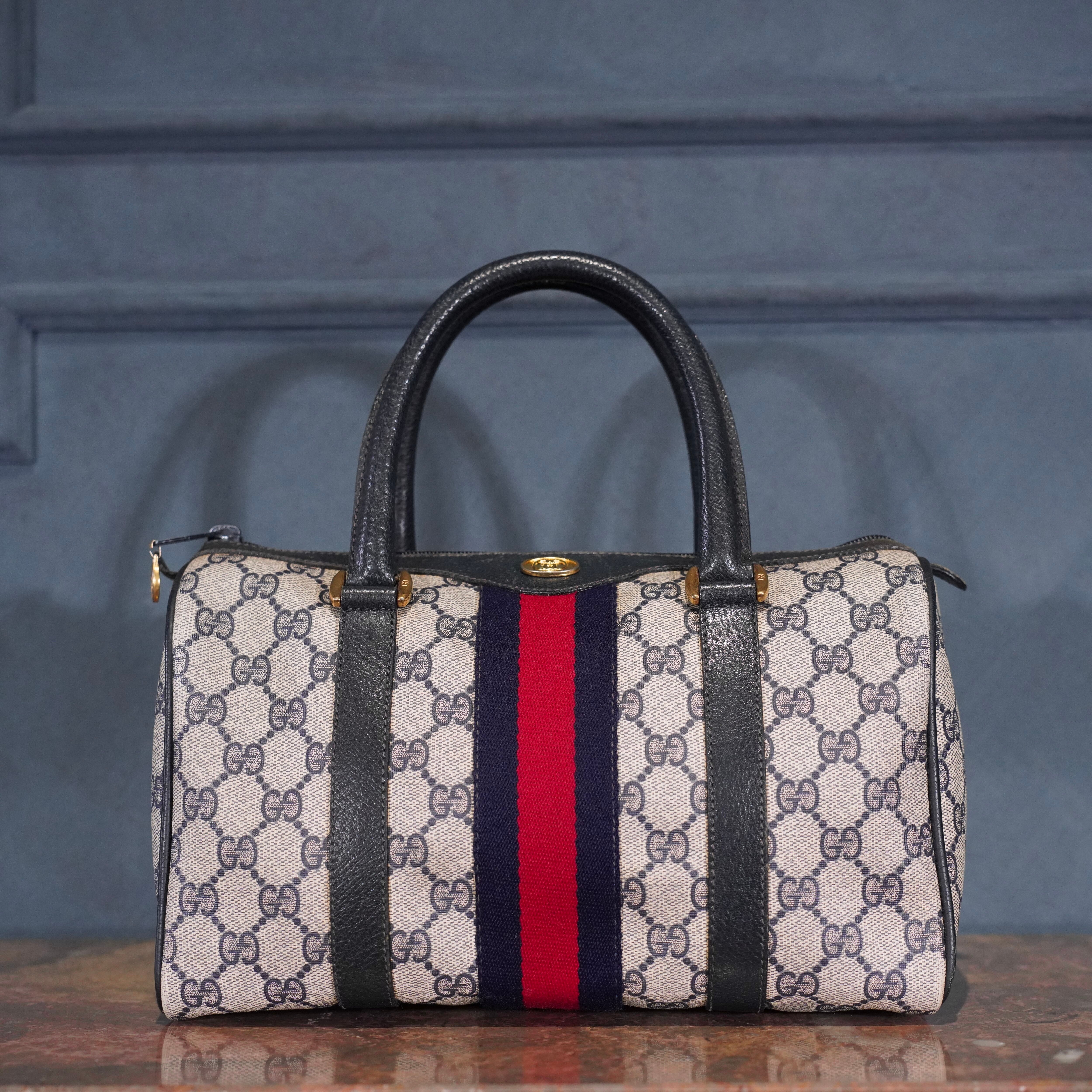 GUCCI GG PATTERNED SHERRY LINE DESIGN MINI BOSTON BAG/オールド