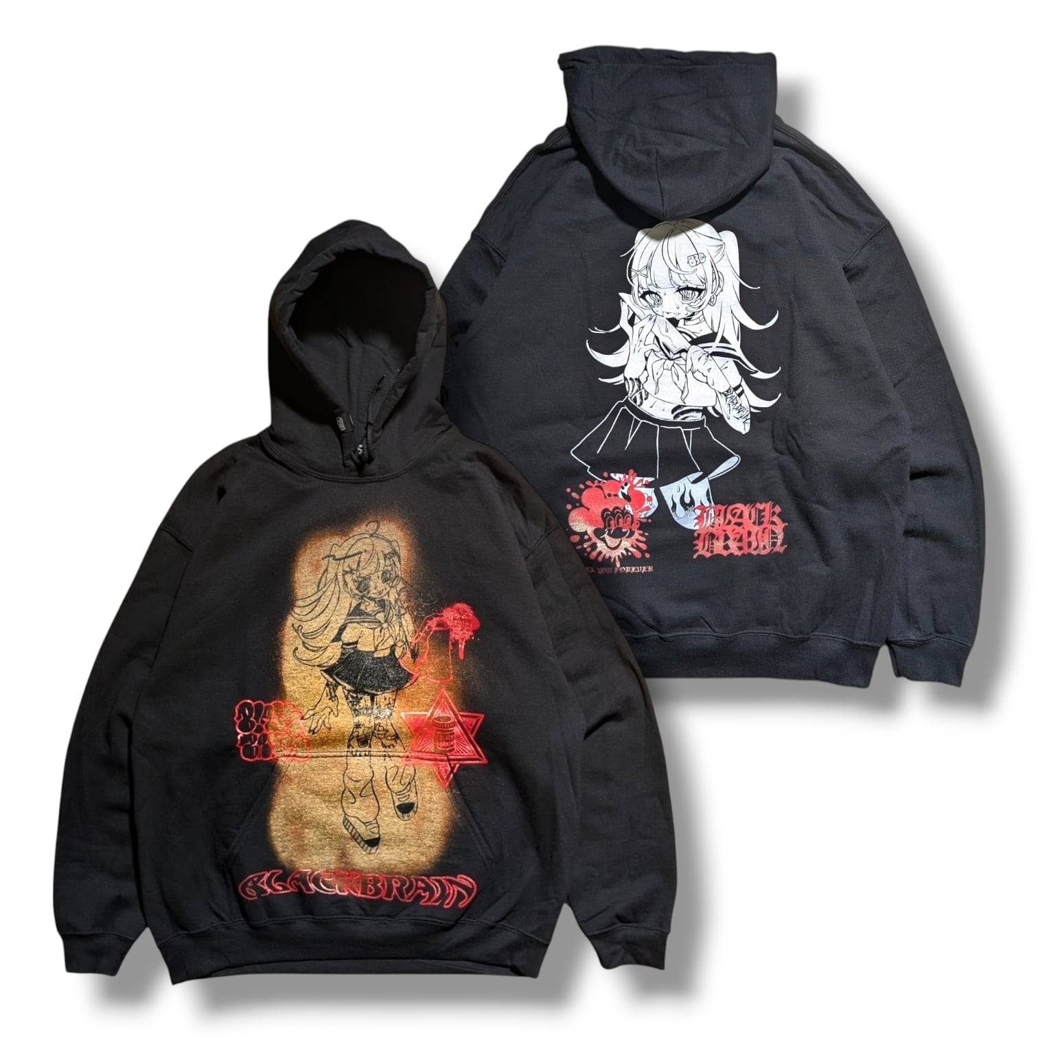 Brain Girl Warm Hoodie | BLACK BRAIN