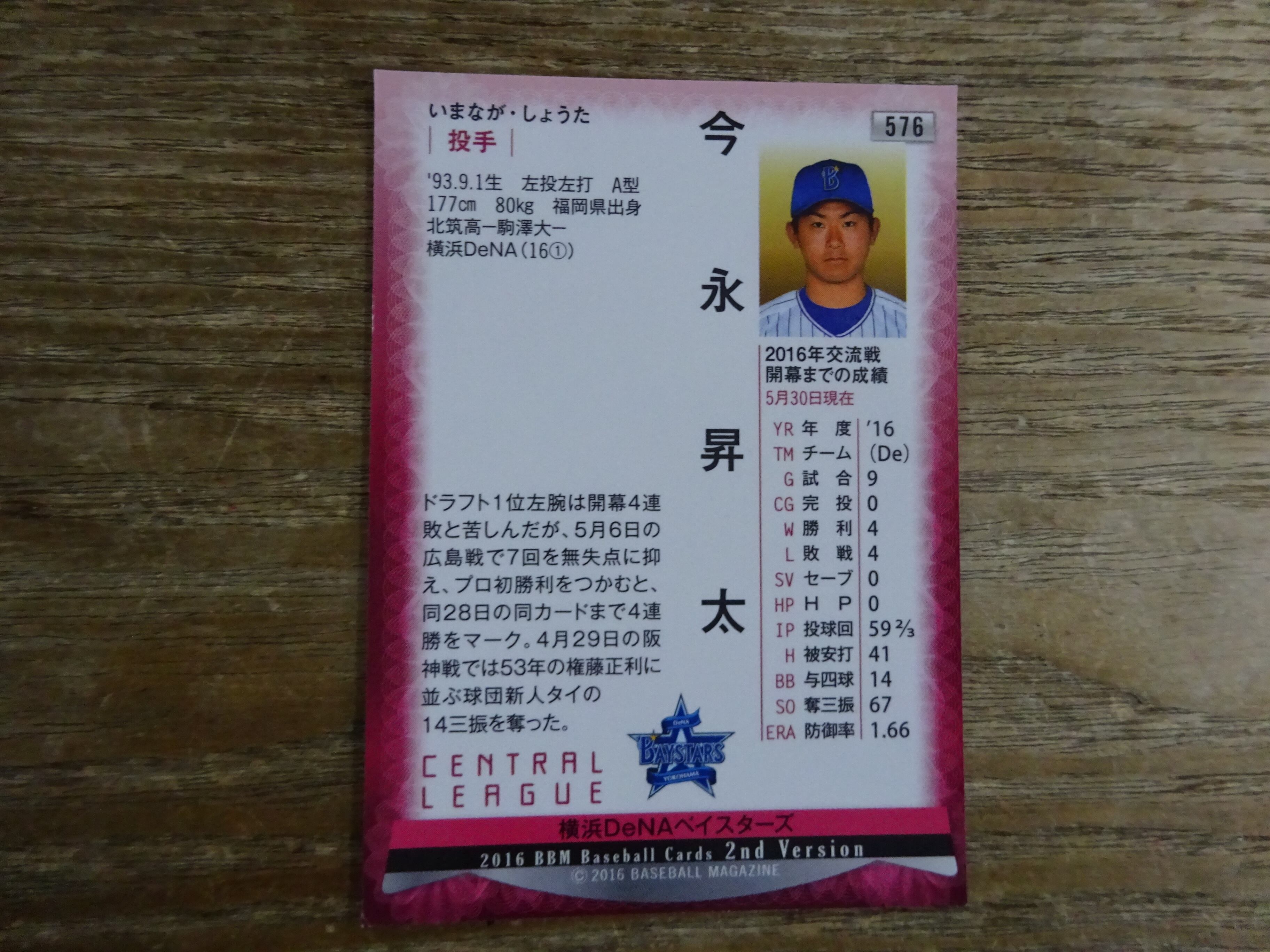 BBM 2016 Rookie EDITION 現シカゴカブス 今永昇太 ルーキーカード 2枚