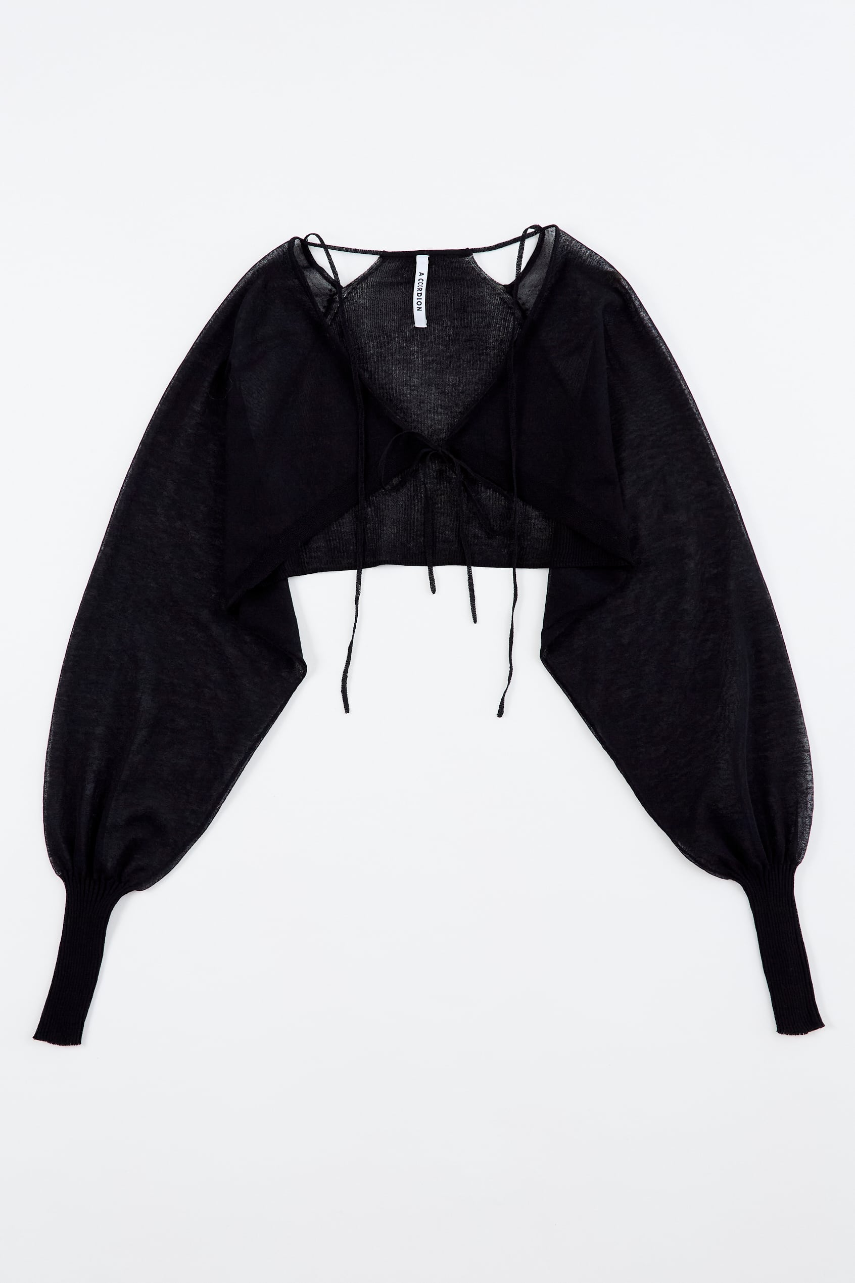 SHEER SHORT CARDIGAN 26SSAC-005 BLACK | A CCORDION