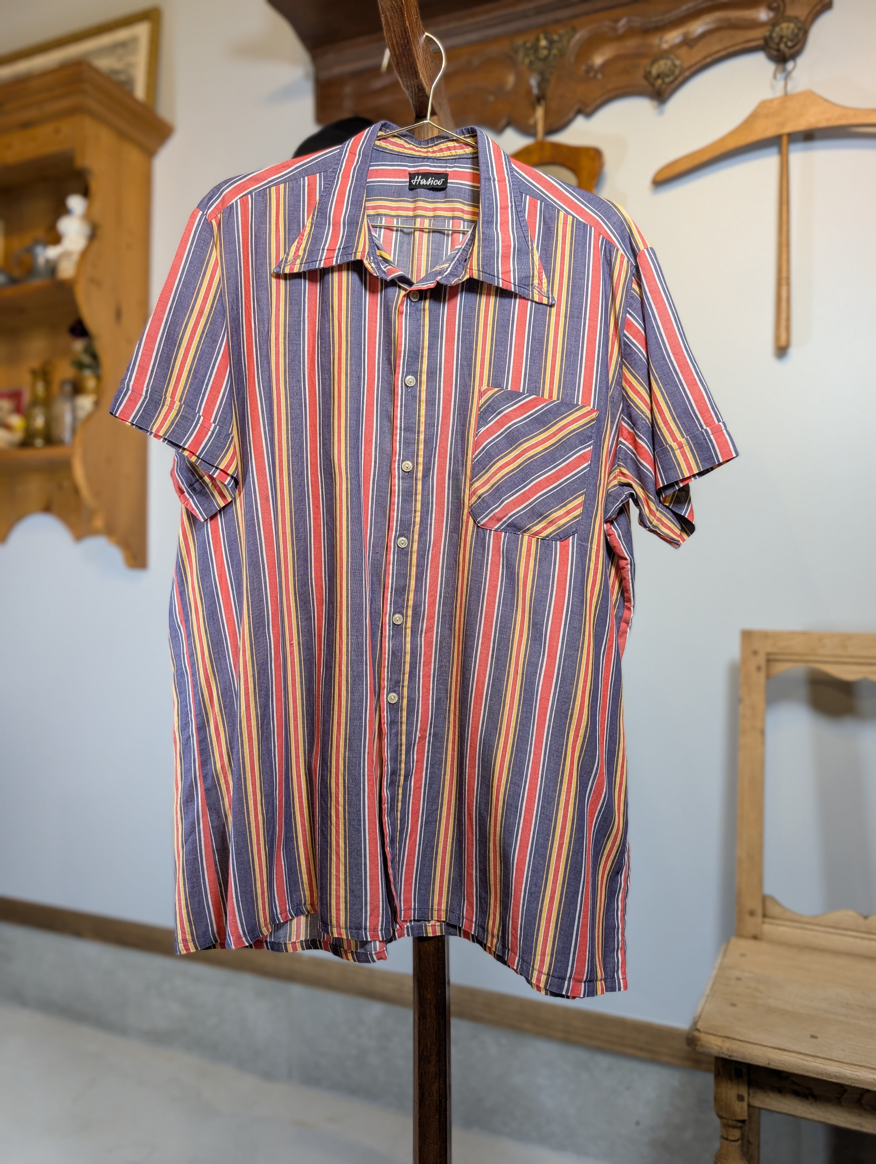 1970s Germany Red Navy Stripe Shirt