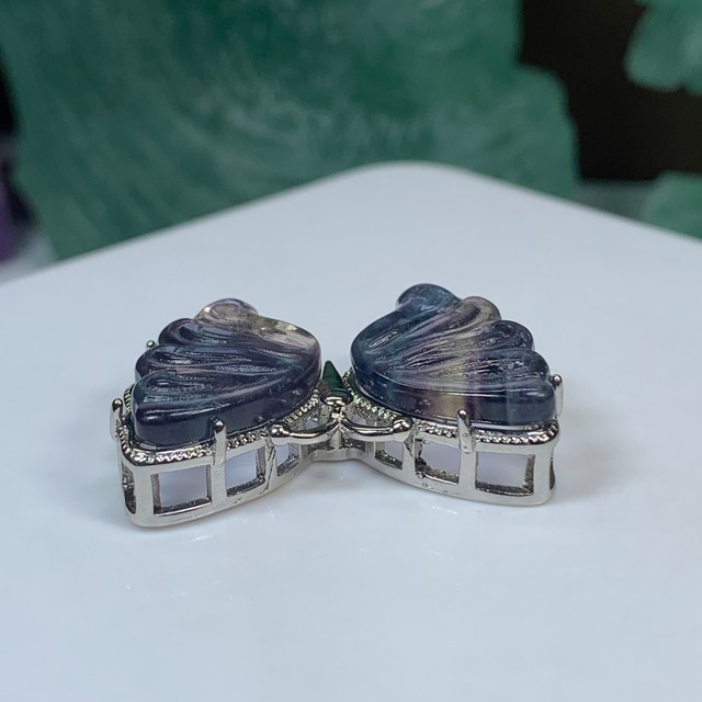 29.フローライト蝶々・横貫通穴☆パーツ