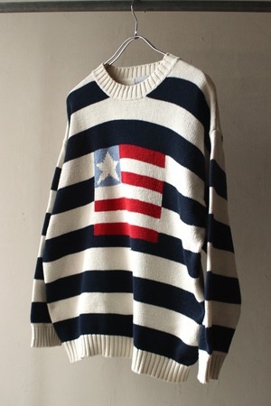 1990’s ESPRIT stars and stripes border cotton knit . size large .