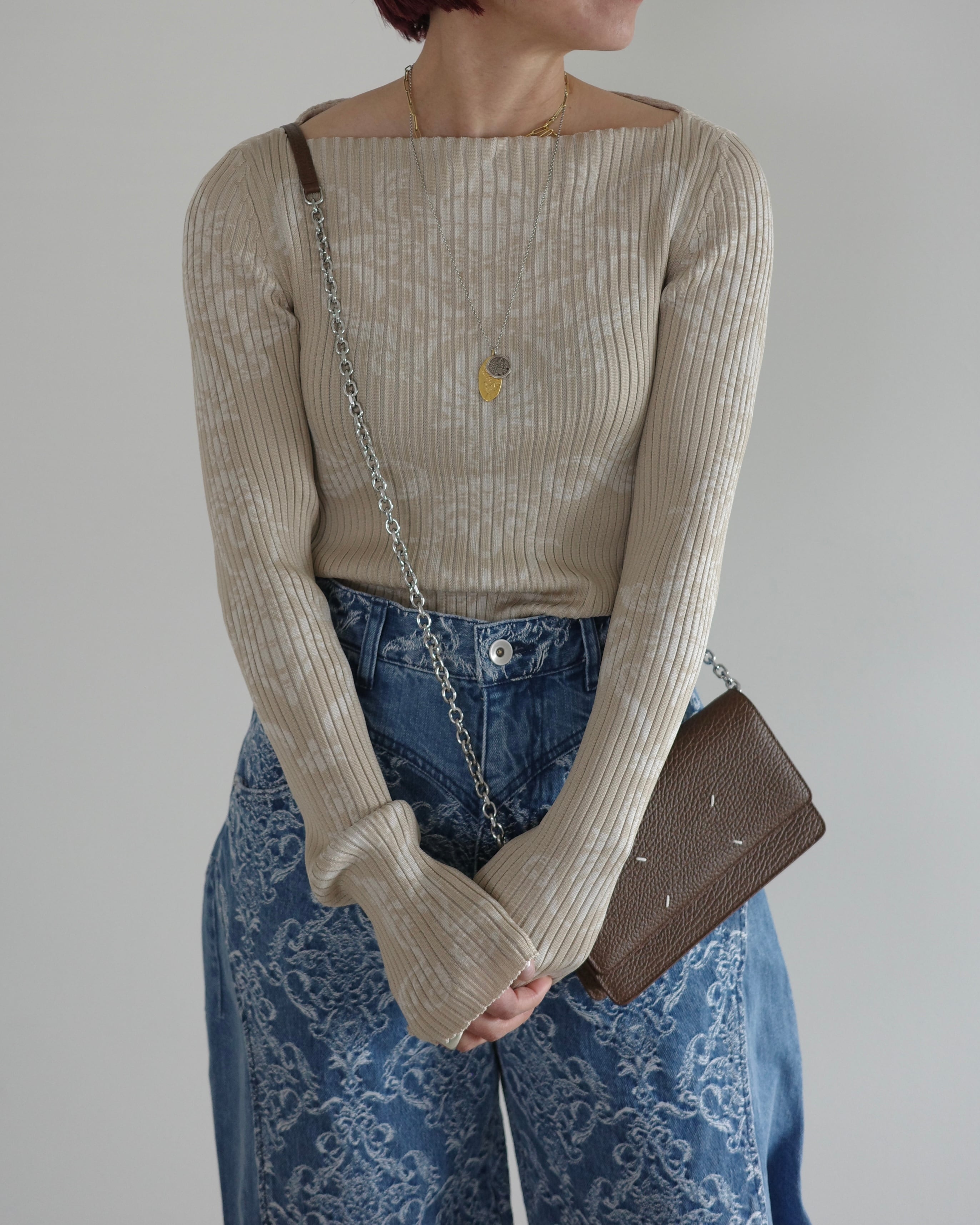 FETICO / DAMASK PATTERN RIB KNIT TOP | LA VILLA ROUGE