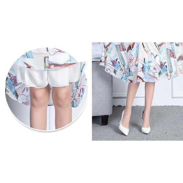 ひざ丈スカート 大人シフォン 花柄 スカート ボトムス スカート 夏 海 ナチュラル ビーチ リゾート
