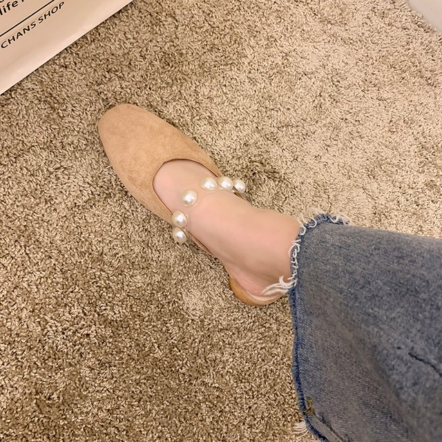 レディースサマーレッドパールサンダルミュール 靴 シューズ 夏物 真珠 部族の婦人靴724180664