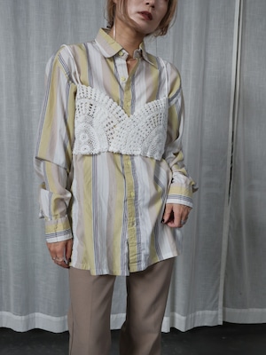 <vintage>multi yellow stripe shirt