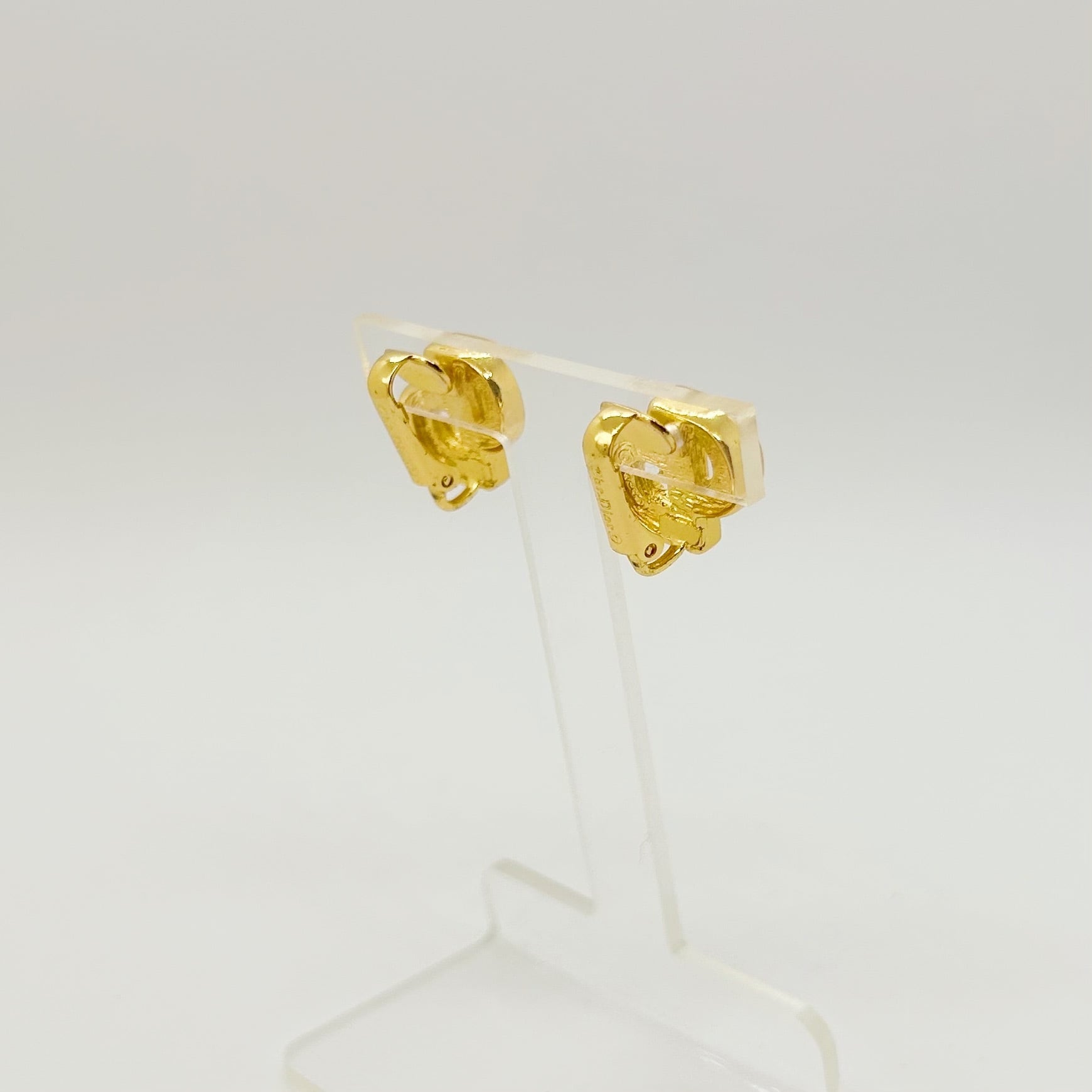 E5346】Christian Dior CD rhinestone earrings/クリスチャン