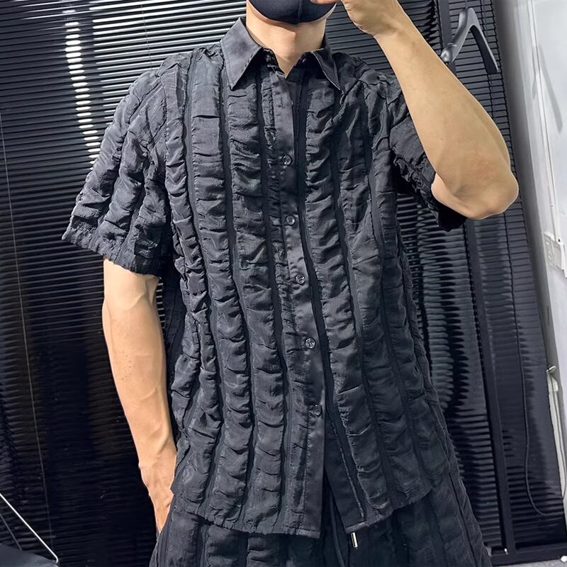 プリーツテクスチャードショートスリーブシャツ レギュラーカラー 1color MTO0320