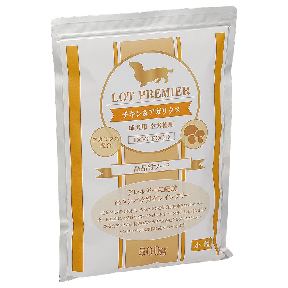 ロットプレミア Lot premier チキン＆アガリクス 成犬 小粒 500g 総合
