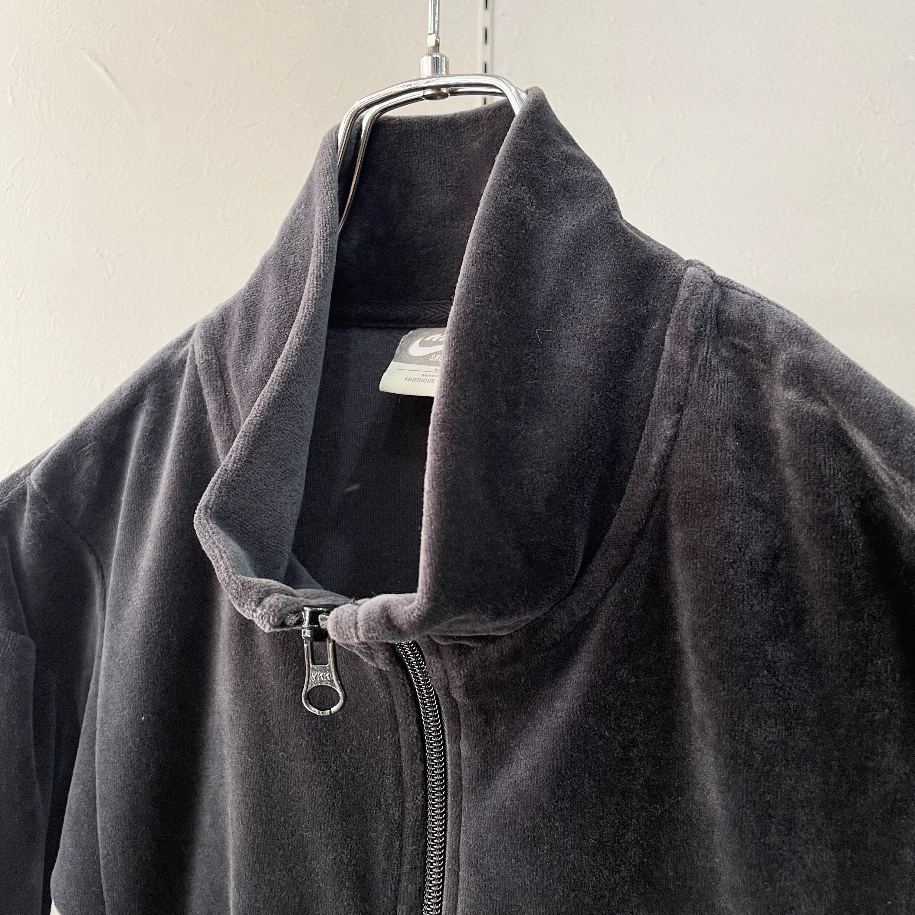 90s ナイキ ベロアトラックジャケット グリーン×ブラック M