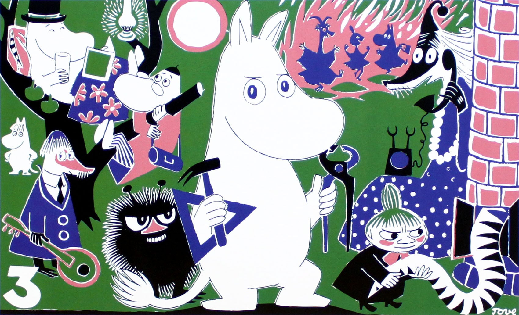 ムーミン 北欧 Putinki「ムーミントロール 3」送料無料 フレーム選択可能 展示用フック付アートポスター 絵画 インテリア アート