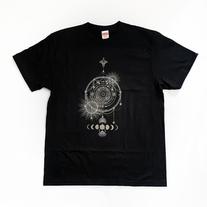 天体観測・月の満ち欠け Tシャツ シルバー BLACK（men&women）