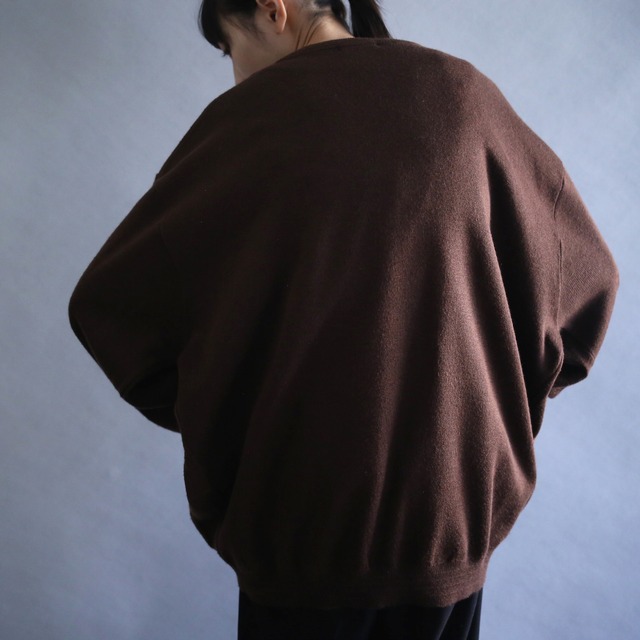 dark brown "gizagiza" square 3D knit pattern XXL over size sweater