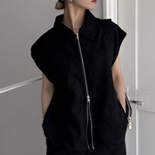 Wジップスウェードvest/ブラック