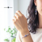 【Holiday Collection】冬限定セット　タンザナイト使用　小さな小さなブーケのようなマクラメ編みブレスレット＆ピアス　［金属アレルギー対応］