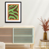 静寂の流れ Ⅸ｜縦に流れる曲線が魅せるモノトーン抽象アートポスター｜静けさを纏うミニマル空間に最適｜A3ポスター