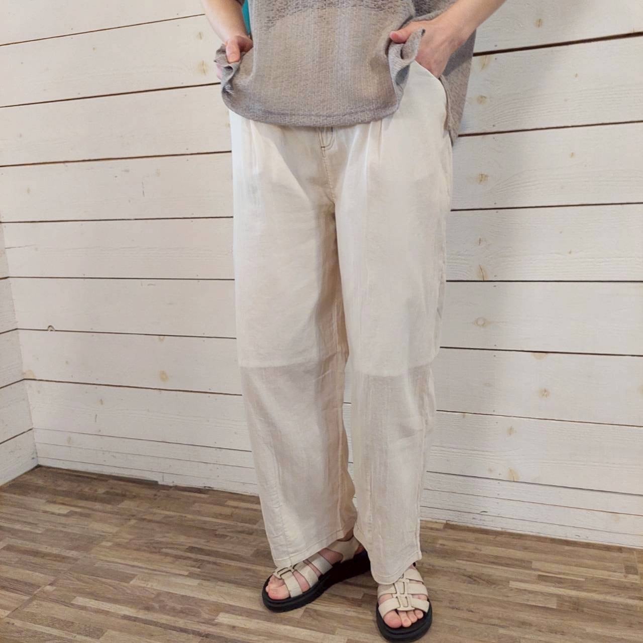 『People's』2749  デニム裾ダーツパンツ　ウエストゴム