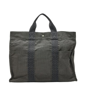 エルメス エールラインGM トートバッグ ハンドバッグ グレー キャンバス メンズ HERMES 【中古】