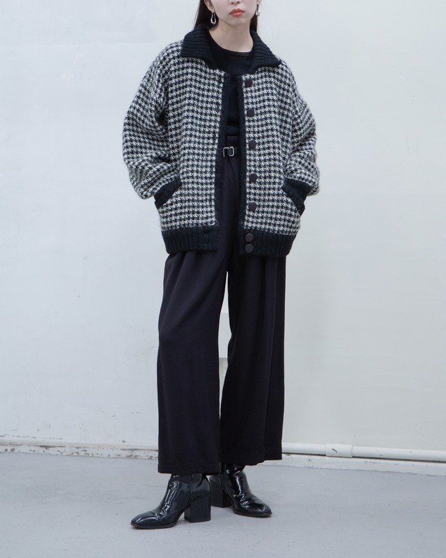 1980s BERGDORF GOODMAN - houndstooth knit mohair jacket