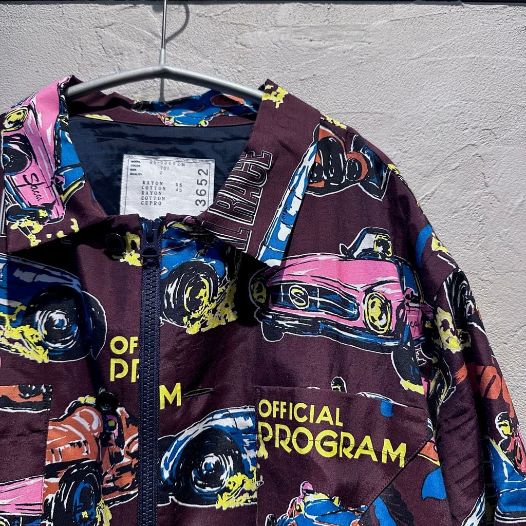 sacai サカイ 25SS Car Race Tropical Pront Shirt ジップシャツ 25