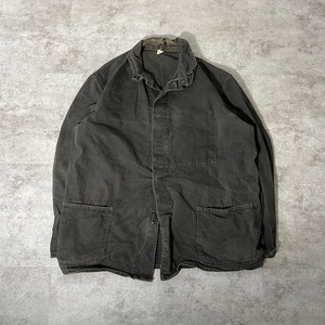 60s- 墨黒 HBT コットン ブラック フレンチワークジャケット