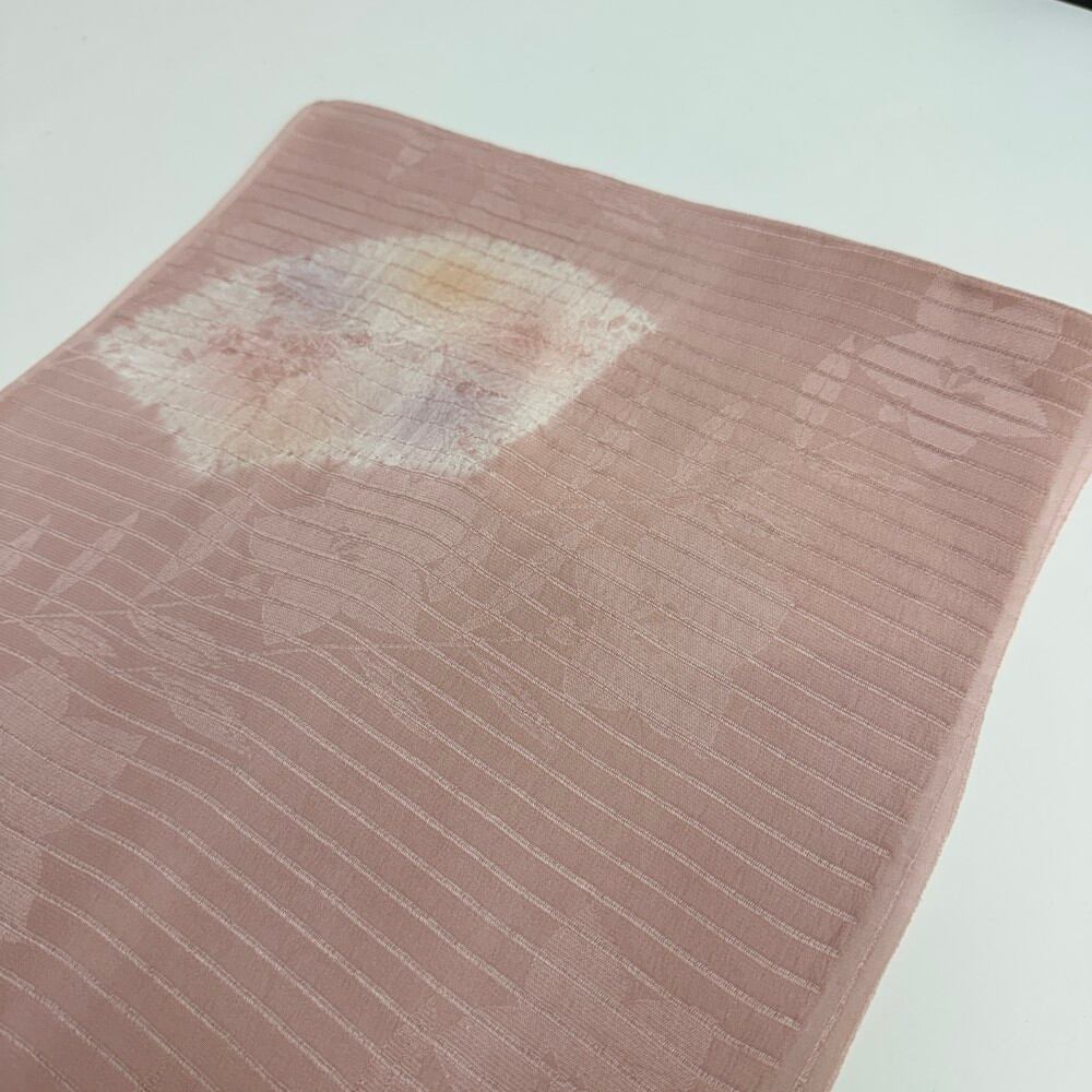 夏帯揚げ 新品 夏用 帯揚 ピンク 小紋 紬 訪問着 普段着用 礼装用 正絹 絹100% 和装小物 5737